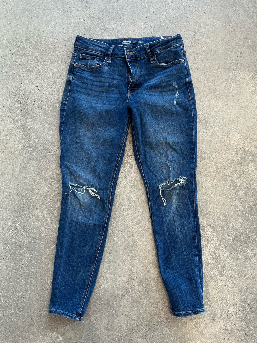 Old Navy Rockstar Super Skinny Blue Distressed Jeans Sz 8